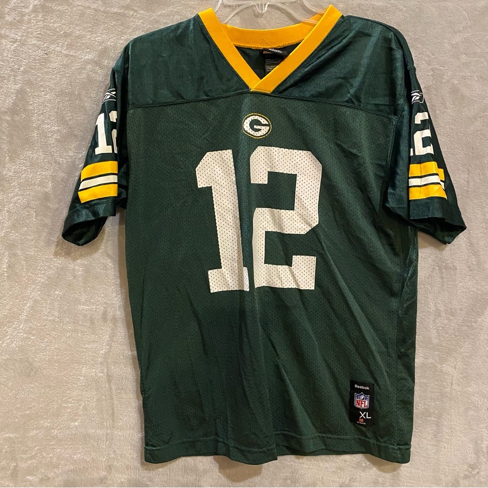 Aaron Rodger’s Jersey Boys XL 18-20 Green Green Bay Packers NFL Reebok #12